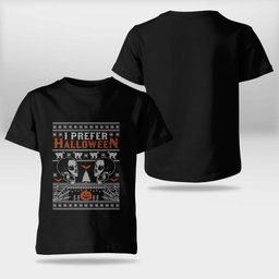 I Prefer Halloween Ugly Christmas Sweater Xmas Skull Bats