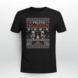 I Prefer Halloween Ugly Christmas Sweater Xmas Skull Bats