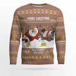 Merry Beermas and a Happy New Beer Ugly Christmas Sweater Mocha Mousse