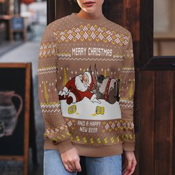 Merry Beermas and a Happy New Beer Ugly Christmas Sweater Mocha Mousse