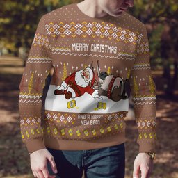 Merry Beermas and a Happy New Beer Ugly Christmas Sweater Mocha Mousse