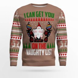 Santa I Can Get You On The Naughty List Ugly Christmas Sweater Mocha Mousse