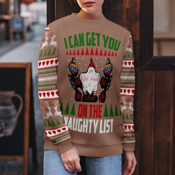 Santa I Can Get You On The Naughty List Ugly Christmas Sweater Mocha Mousse