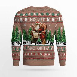 Santa No Lift No Gift Merry Christmas Ugly Christmas Sweater Mocha Mousse