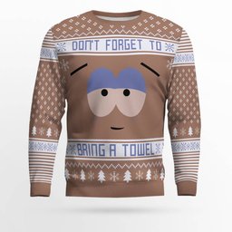 Southpark Don't Forget To Bring a Towel Ugly Christmas Sweater Mocha Mousse