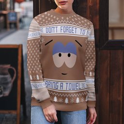 Southpark Don't Forget To Bring a Towel Ugly Christmas Sweater Mocha Mousse