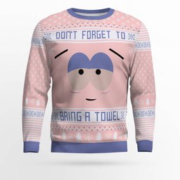 Southpark Don't Forget To Bring a Towel Ugly Christmas Sweater Powder Pink