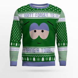 Southpark Don't Forget To Bring a Towel Ugly Christmas Sweater Green