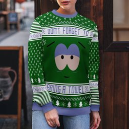 Southpark Don't Forget To Bring a Towel Ugly Christmas Sweater Green