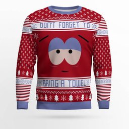 Southpark Don't Forget To Bring a Towel Ugly Christmas Sweater Red