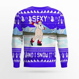 Sexy Santa Dirty Ice-Skate Ugly Christmas Sweater Blue