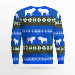 Bulldog They See You When You're Eating Snack Ugly Christmas Sweater Blue