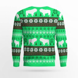 Bulldog They See You When You're Eating Snack Ugly Christmas Sweater Green