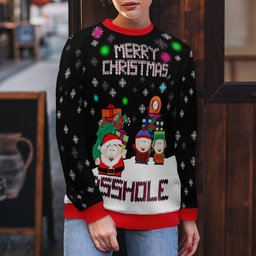 South Park Merry Christmas Asshole Ugly Christmas Sweater Black