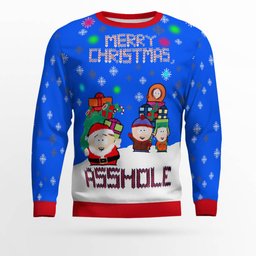 South Park Merry Christmas Asshole Ugly Christmas Sweater Blue