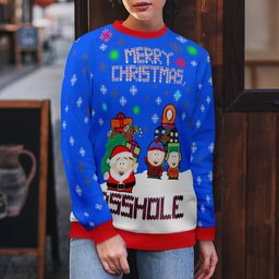 South Park Merry Christmas Asshole Ugly Christmas Sweater Blue
