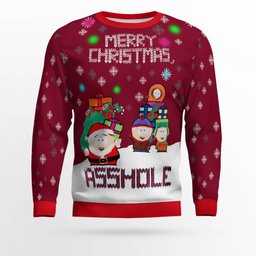 South Park Merry Christmas Asshole Ugly Christmas Sweater Burgundy