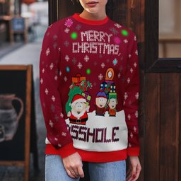 South Park Merry Christmas Asshole Ugly Christmas Sweater Burgundy