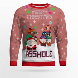 South Park Merry Christmas Asshole Ugly Christmas Sweater Mocha Mousse
