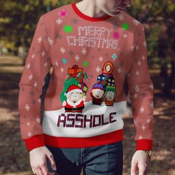 South Park Merry Christmas Asshole Ugly Christmas Sweater Mocha Mousse