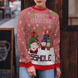 South Park Merry Christmas Asshole Ugly Christmas Sweater Mocha Mousse