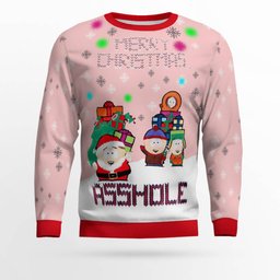 South Park Merry Christmas Asshole Ugly Christmas Sweater Powder Pink