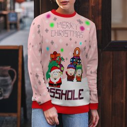 South Park Merry Christmas Asshole Ugly Christmas Sweater Powder Pink