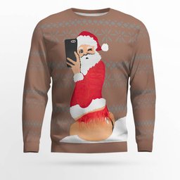 Selfie Santa Ass Ugly Christmas Sweater Mocha Mousse