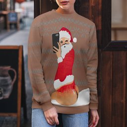 Selfie Santa Ass Ugly Christmas Sweater Mocha Mousse