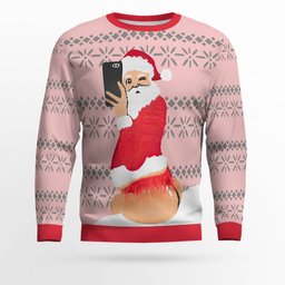 Selfie Santa Ass Ugly Christmas Sweater Powder Pink