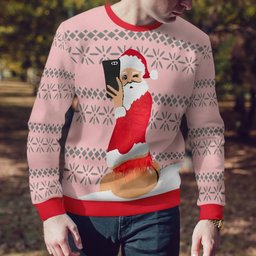 Selfie Santa Ass Ugly Christmas Sweater Powder Pink