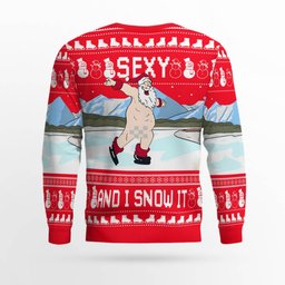 Sexy Santa Dirty Ice-Skate Ugly Christmas Sweater Red