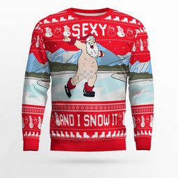 Sexy Santa Dirty Ice-Skate Ugly Christmas Sweater Red