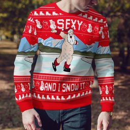 Sexy Santa Dirty Ice-Skate Ugly Christmas Sweater Red