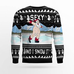 Sexy Santa Dirty Ice-Skate Ugly Christmas Sweater Black