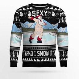 Sexy Santa Dirty Ice-Skate Ugly Christmas Sweater Black