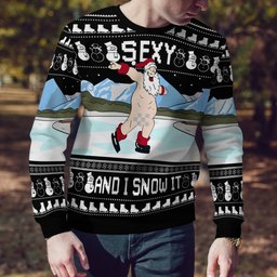 Sexy Santa Dirty Ice-Skate Ugly Christmas Sweater Black