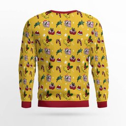 Raccoon It's Christmas Ugly Christmas Sweater Gold Metallic