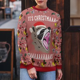 Raccoon It's Christmas Ugly Christmas Sweater Mocha Mousse