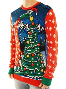 Dinosaur Hanging Star Ugly Christmas Sweater