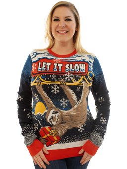 Let It Slow Sloth Ugly Christmas Sweater