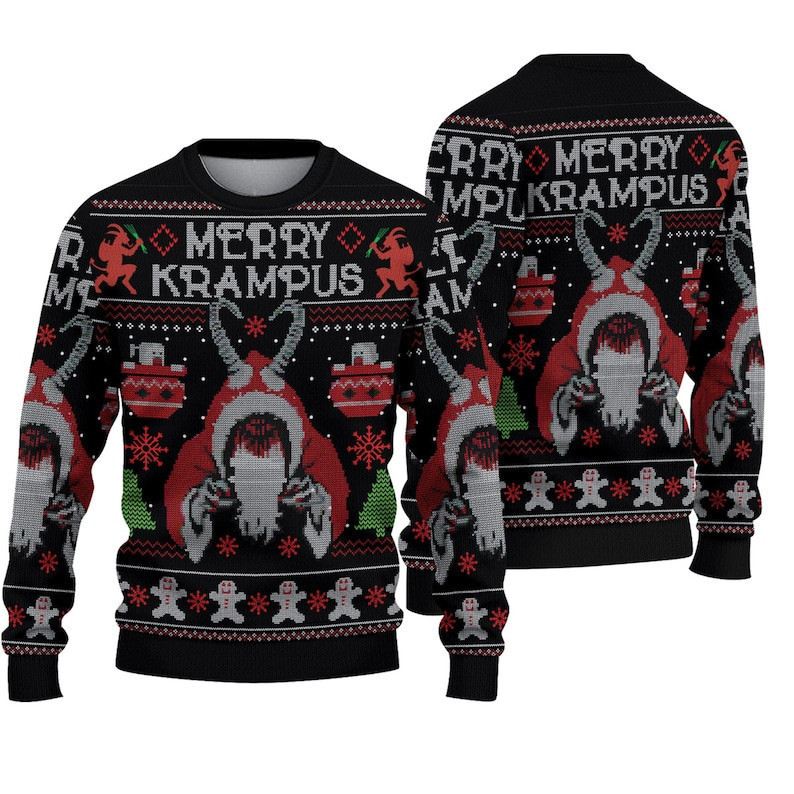 Merry Krampus Ugly Christmas Sweater, Krampus Christmas 2023