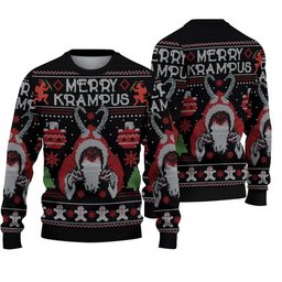 Merry Krampus Ugly Christmas Sweater, Krampus Christmas 2023