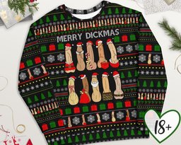 Merry Dickmas Ugly Christmas Sweater Dirty Christmas Sweater Naughty Christmas Black