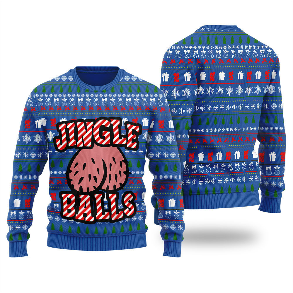 Jingle Balls Naughty Ugly Christmas Sweater Royal