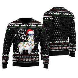 Cool Llama Ugly Christmas Sweater Black