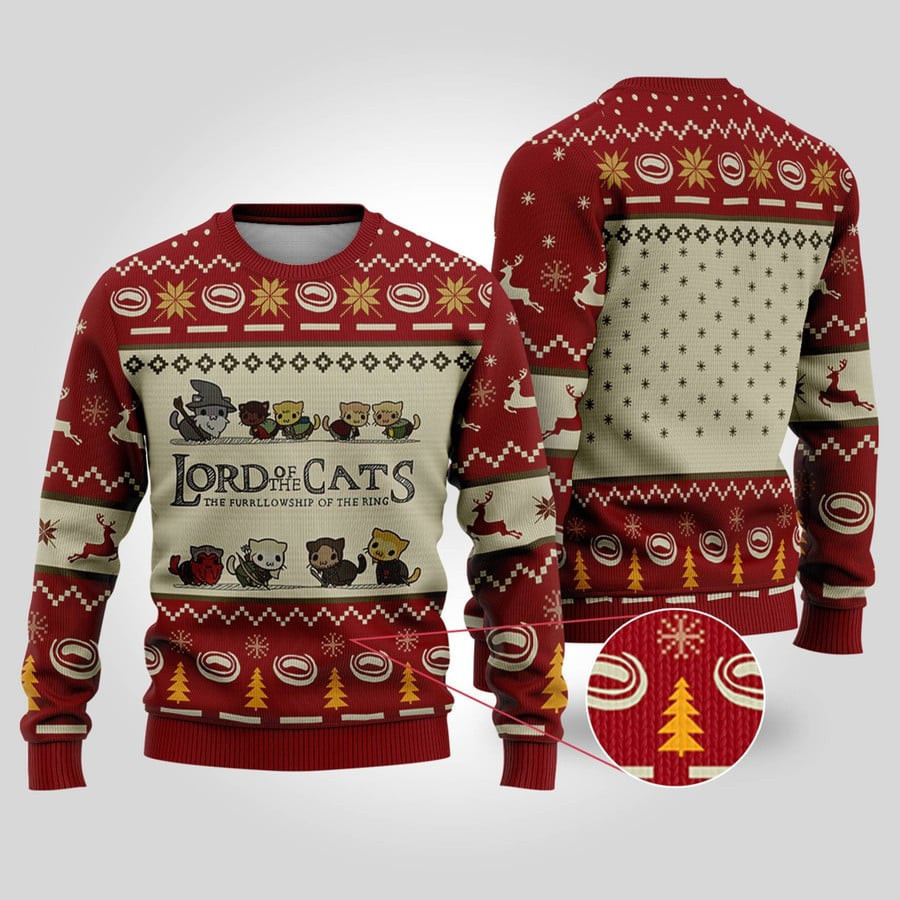 Lord Of Cats Ugly Christmas Ugly Christmas Sweater Funny Lord Of The Ring