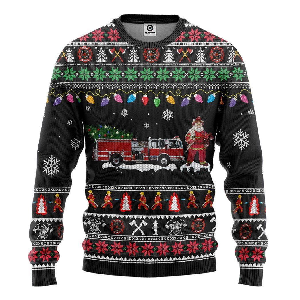Firefighter Santa Ugly Sweater