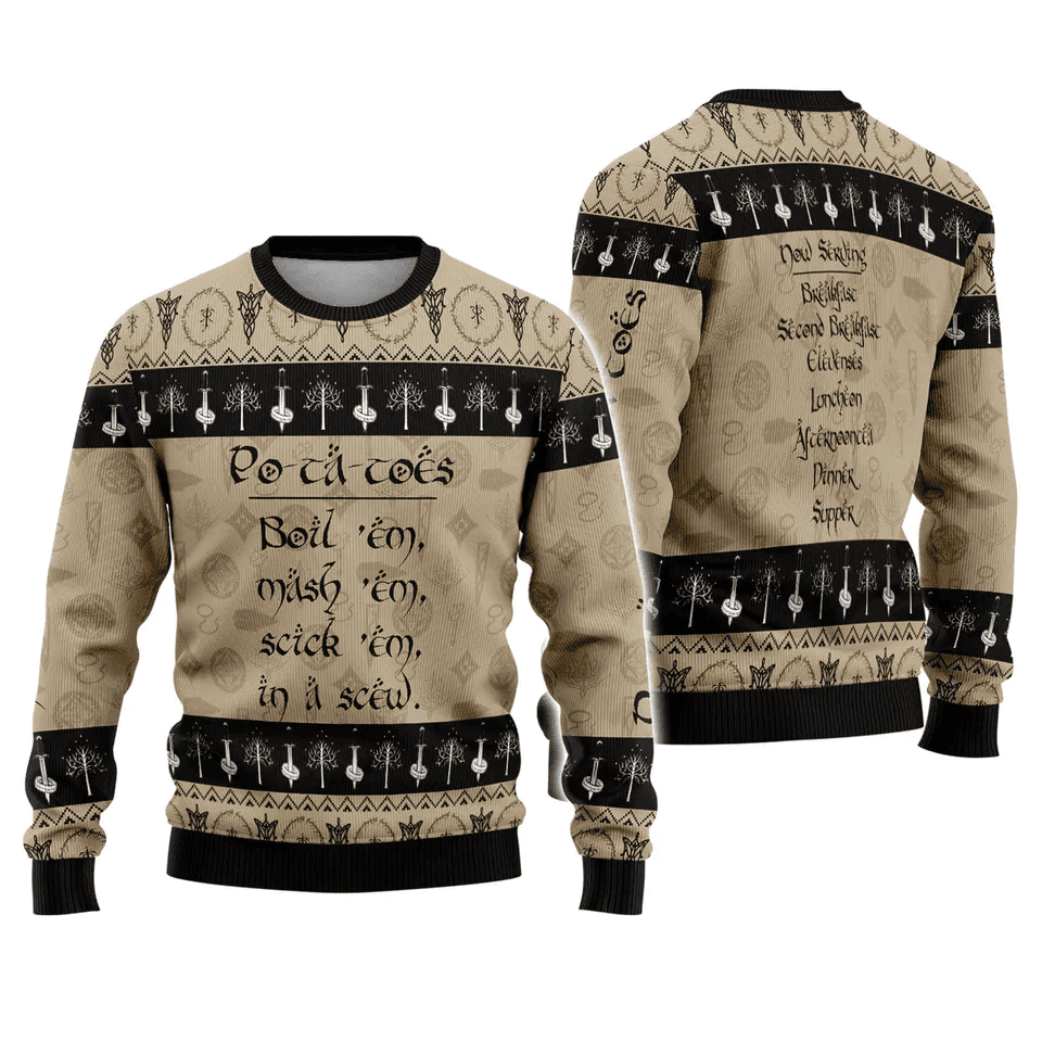 Po-ta-toes! Boil em, mash em, stick em in a stew Ugly Sweater - Skullridding