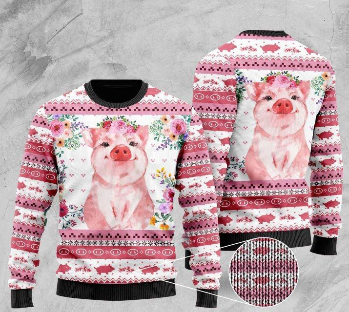 Floral Piggy Ugly Christmas Sweater - Skullridding